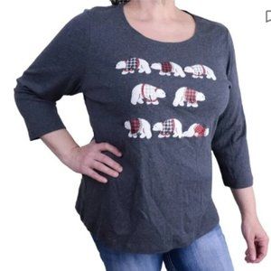 NWT Karen Scott Embellished Polar-Bear Top